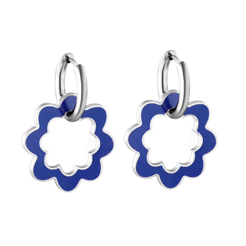 Stainless Steel Circle With Hollow Wreath Earrings For Women asonjewelry